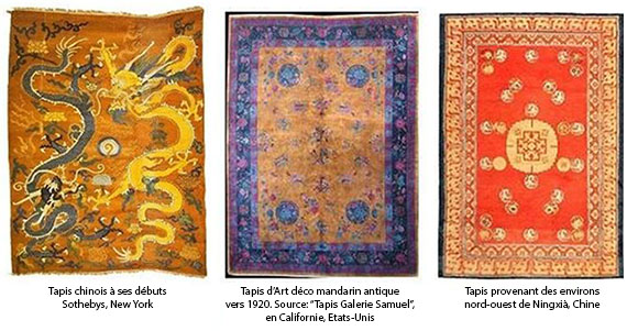 Tapis d'Art déco mandarin antique